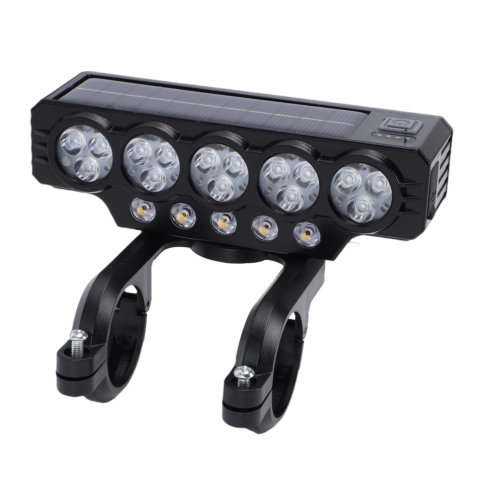 USB Rechargeable Solar Bike Light Night Bright Front Bike Light Headlight with Horn for Cycling