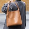 Women's 2025 High-End Genuine Leather Bucket Tote - Large Capacity, Versatile Single Shoulder Bag