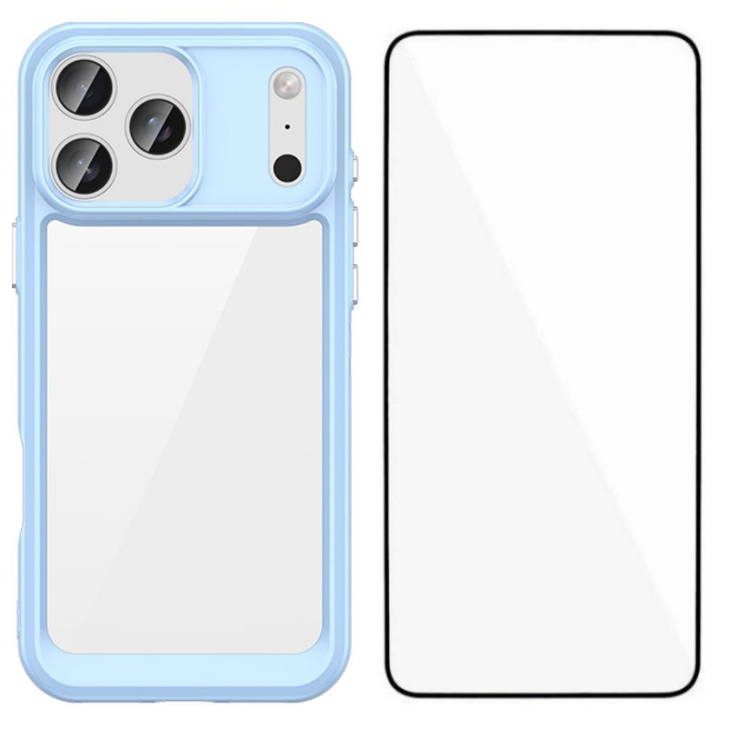 For iPhone 17 Pro Max Back Cover WANLONFENG XC Series TPU Acrylic Phone Case with Tempered Glass Film