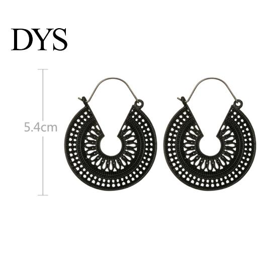 Women C Shape Hollow Hoop Earrings Vintage Party Club Pub Cocktail Jewelry Gift
