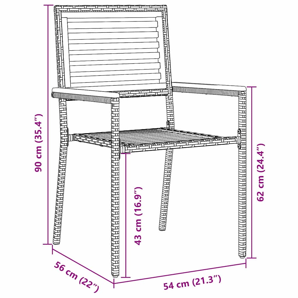 Garden Stackable Chairs 4 Pcs Brown and Beige 54 X 56 X 90 Cm