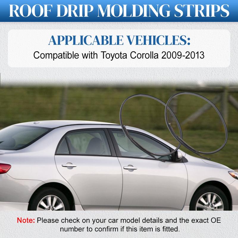Pair Left Right Car Roof Drip Finish Moulding Seal Strips Trim Rubber for Toyota Corolla 2009 2010 2011 2012 2013 7555502110