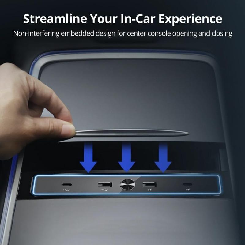 For Model 3 Y 2025-2025 27W USB Quick Charger Shunt Hub Intelligent Docking Station Powered Splitter Stable Extension Adapter