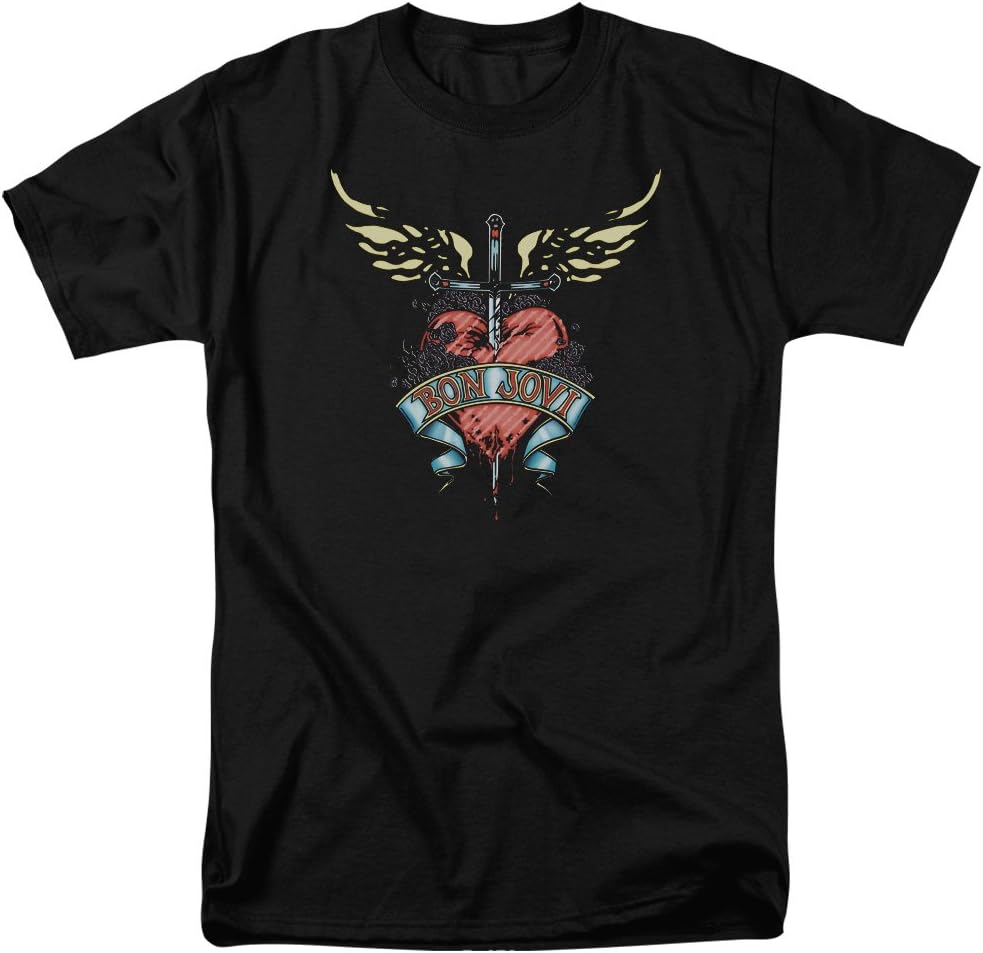 Bon Jovi Wings Sword Heart Band Logo T-shirt L