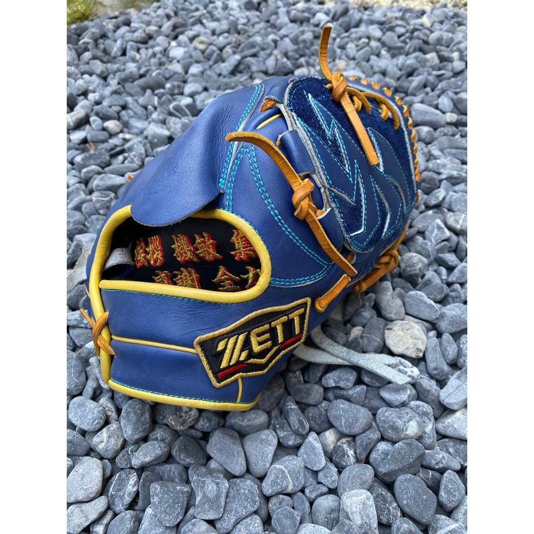 Used ZETT PROSTATUS Softball Gloves Order Right-handed Pitcher Blue