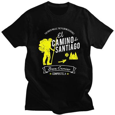 Individuelles Cooles Buen Camino De Santiago T-Shirt Herren Kurzarm Reines Baumwoll-T-Shirt Freizeit-T-Shirts Mode-T-Shirts