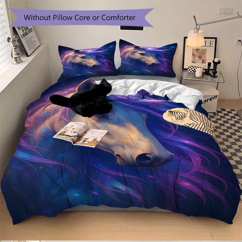3pcs Celestial Horse Duvet Cover Set -Includes 1 Duvet Cover and 2 Pillowcases, No Quilt Core, All-Season Home Decor  Yy251111143
