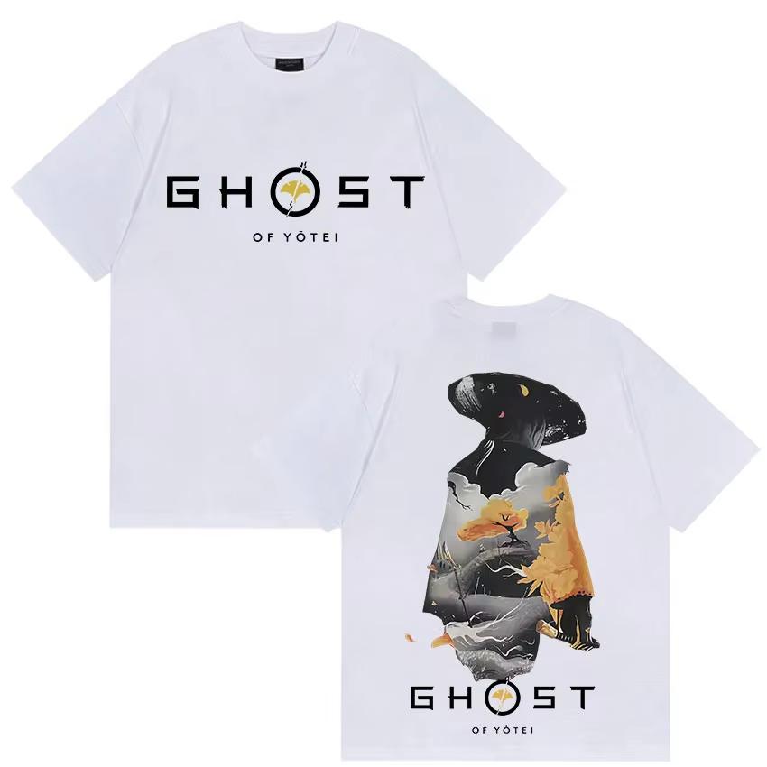 Ghost of Yotei Japan Grafik T-Shirts Herren Harajuku Kleidung Kurzarm-T-Shirts Lässiges Frühling Sommer Kurzarm-Oberteil