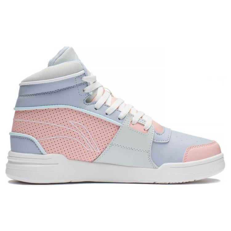 Li Ning Retro 90 Cushioning Slip Resistant High Top Casual Shoes Women's Blue Pink ABCS098-3