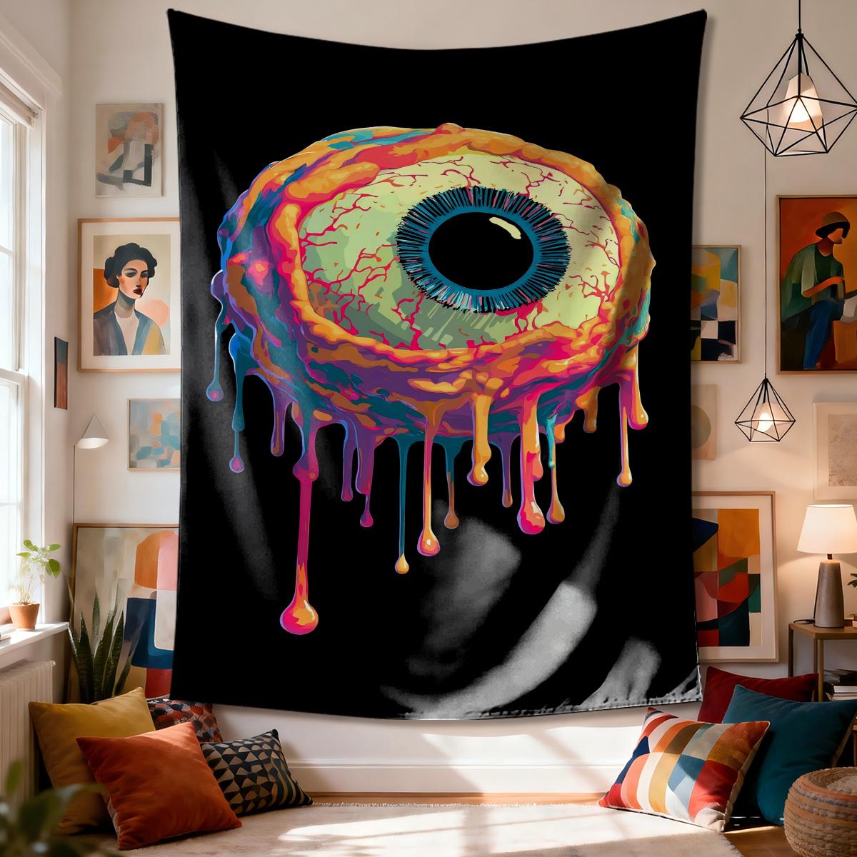 Melting Eye Tapestry  Surreal Psychedelic Art Design Vibrant Dripping Eye Pattern  for Bedroom or Dorm Decor 74x94cm(29x37in)