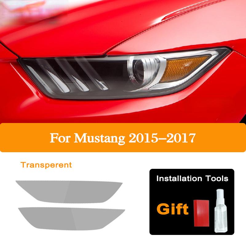 Car Headlight Protective Film For Ford Mustang 2015-Present Shelby GT500 Taillight Tint Black Transparent TPU Sticker Accessorie