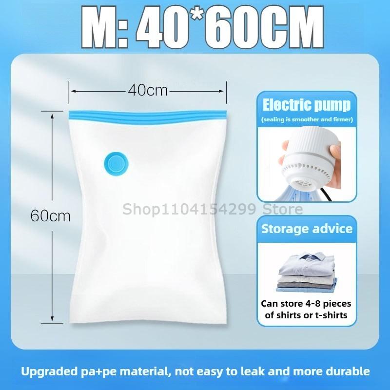 Vacuum Storage Bags with Electric/Hand Pump Multi-Purpose Plastic Rectangular Bags with Zipper Closure Space-Saving Organizer