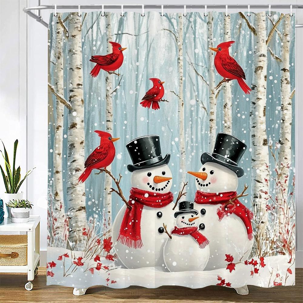 3d Shower Curtain Merry Christmas Printed Polyester Bathroom Curtain Cartoon snowman Bath Screen Home Decoration Curtain