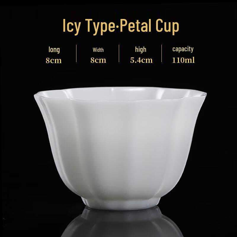 Dehua Suet Jade Porcelain Ice Petal Tea Cup