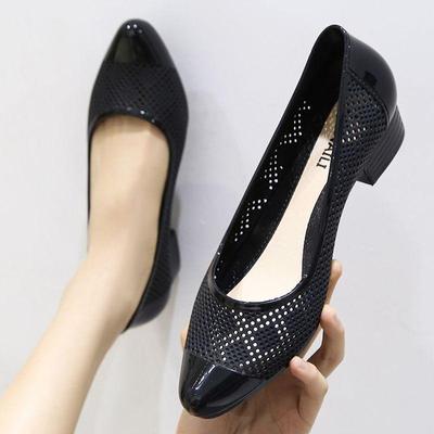 Damen Sommer Mode Sandalen, Beliebte Online-Kleidung, Geschlossene Zehe, Mittelhohe Einzelne Schuhe, Loch Dicke Ferse, Flacher Ausschnitt, Rutschfest und Wasserdicht