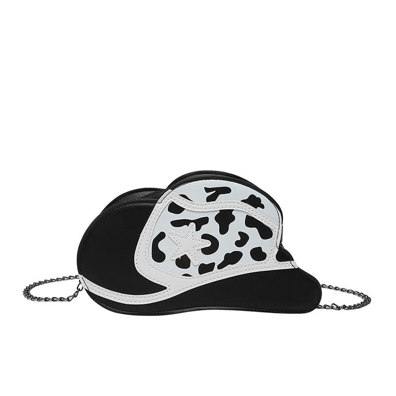 

Creative funny messenger bag bag female personality hat bag 2025 new Japanese cartoon chain messenger small round bag tide чёрный