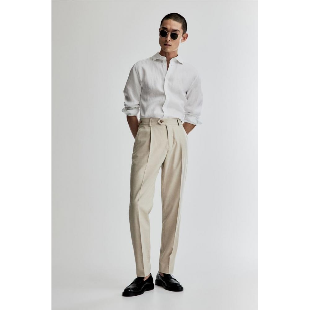 

HM Slim Fit Льняная Рубашка Белая