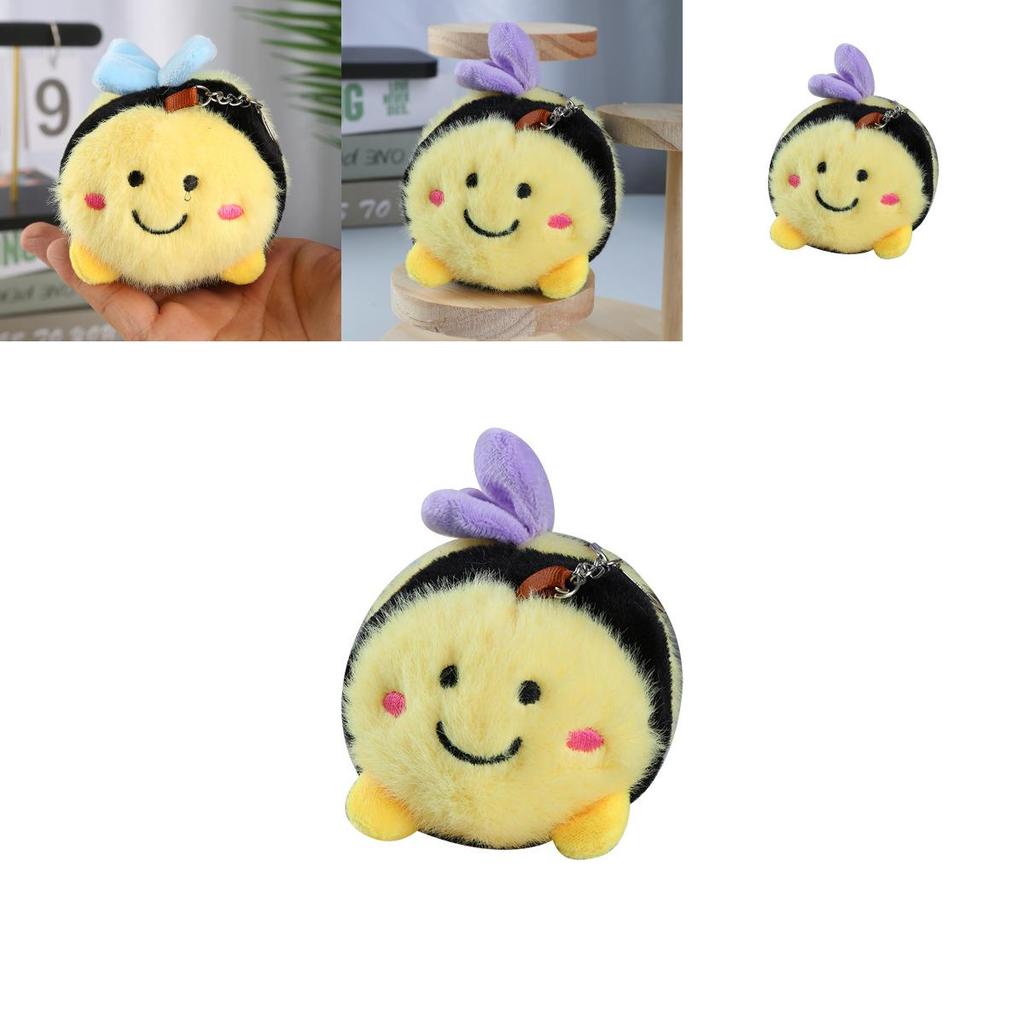 Plush Bee Keychain With Pp Cotton Filling For Bag Decoration And Gift