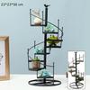 Modernes, dekoratives Eisen-Pflanzenregal, Ständer für Pflanzen, Sukkulentenregal, Treppenform, Desktop-Garten, 8-lagiger Blumenständer + Holzplatte