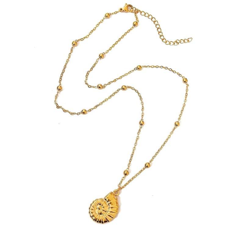 

Винтажные золотые подвески-ракушки, ожерелья для женщин, новая мода, металлические, с бусинами, личностные ожерелья-цепочки для ключиц, подарки с цирконом