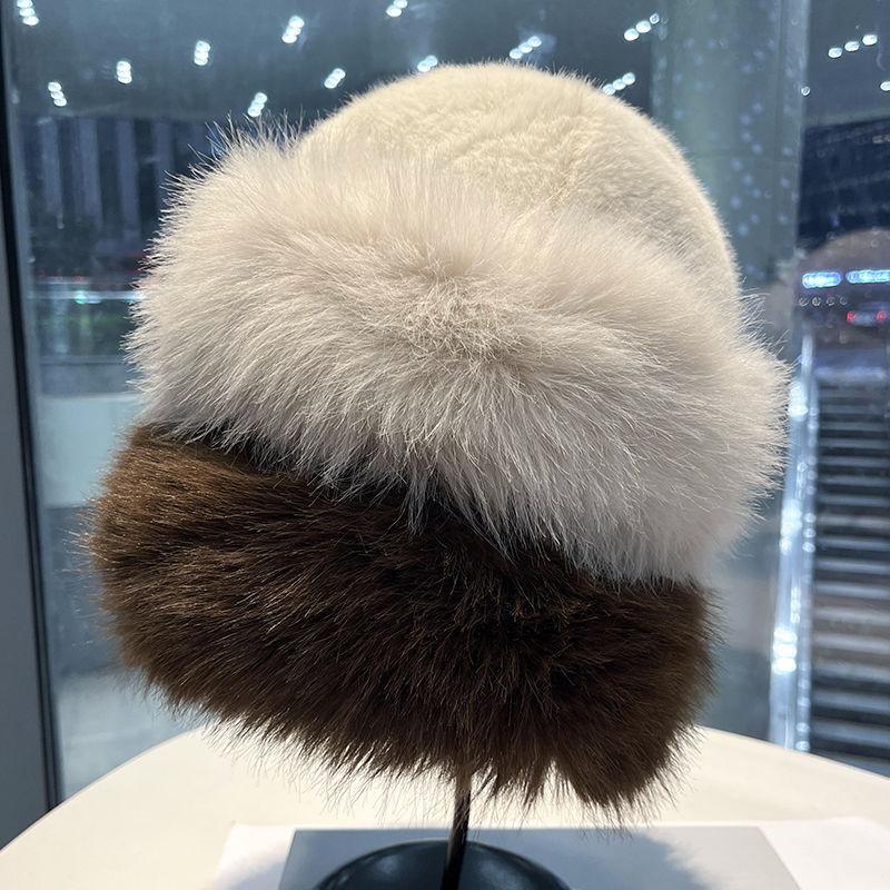 Fur Hat Women Warm Snow Ski Cap Female Faux Fox Fur Thick Warm Winter Hat Lady Windproof Hat Ear Warmer Bonnet