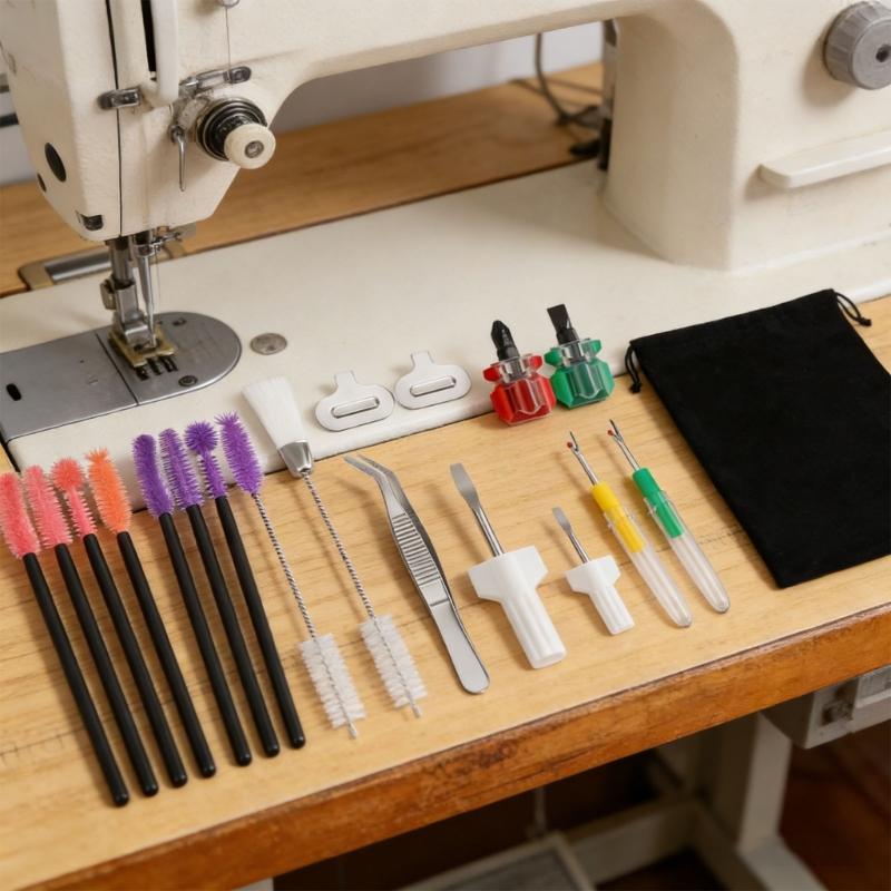 Balení čističů na šicí stroje 36 kusů Syntetické a ocelové příslušenství pro DIY opravy