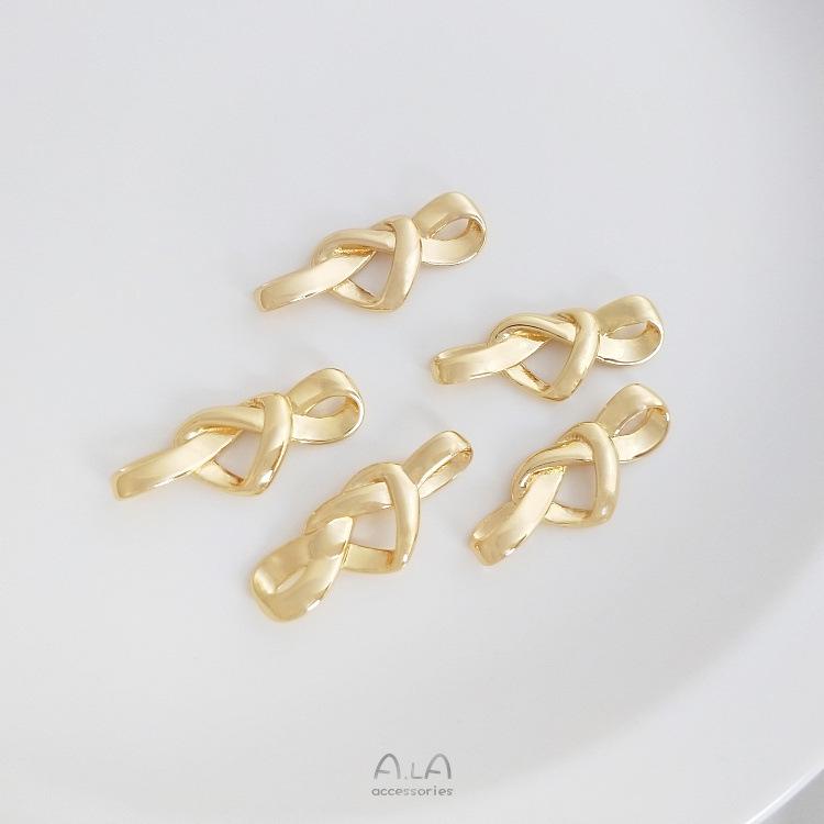 14K Gold-Filled Peach Heart Knot Connector for DIY Jewelry: Necklace and Bracelet Accessories