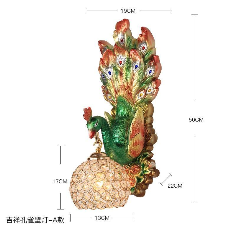 American Creative Peacock Wall Lamp Living Room Bedroom Bedhead European Decorative Corridor Lamp