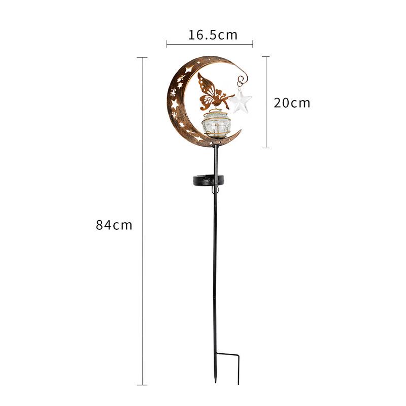 Solar Outdoor Iron Moon Fairy Garden Lamp