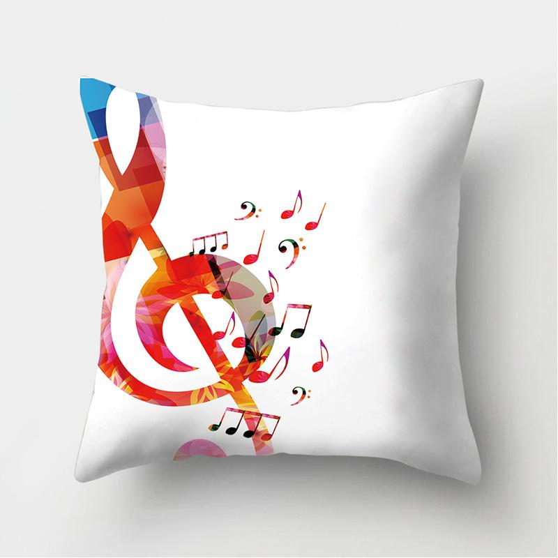 Cushion Cover Pillow Sofa Decorative Pillowcase Musical Instrument Pattern