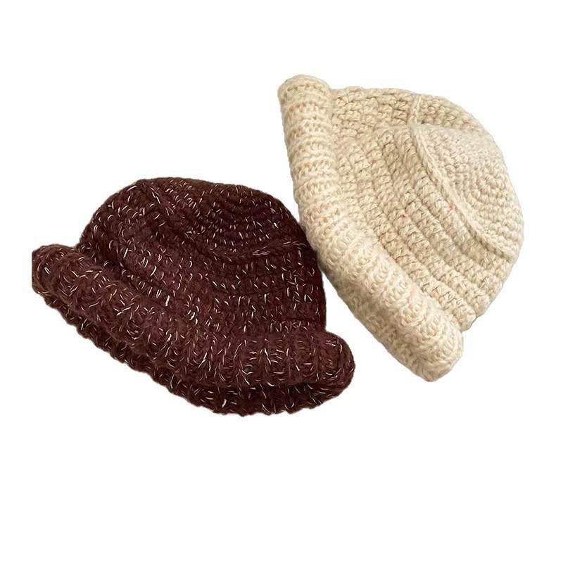 Korean Mixed-Color Dome Wool Basin Hat Women'S Autumn And Winter Warm Versatile Knitted Wool Hat Shows A Small Tide