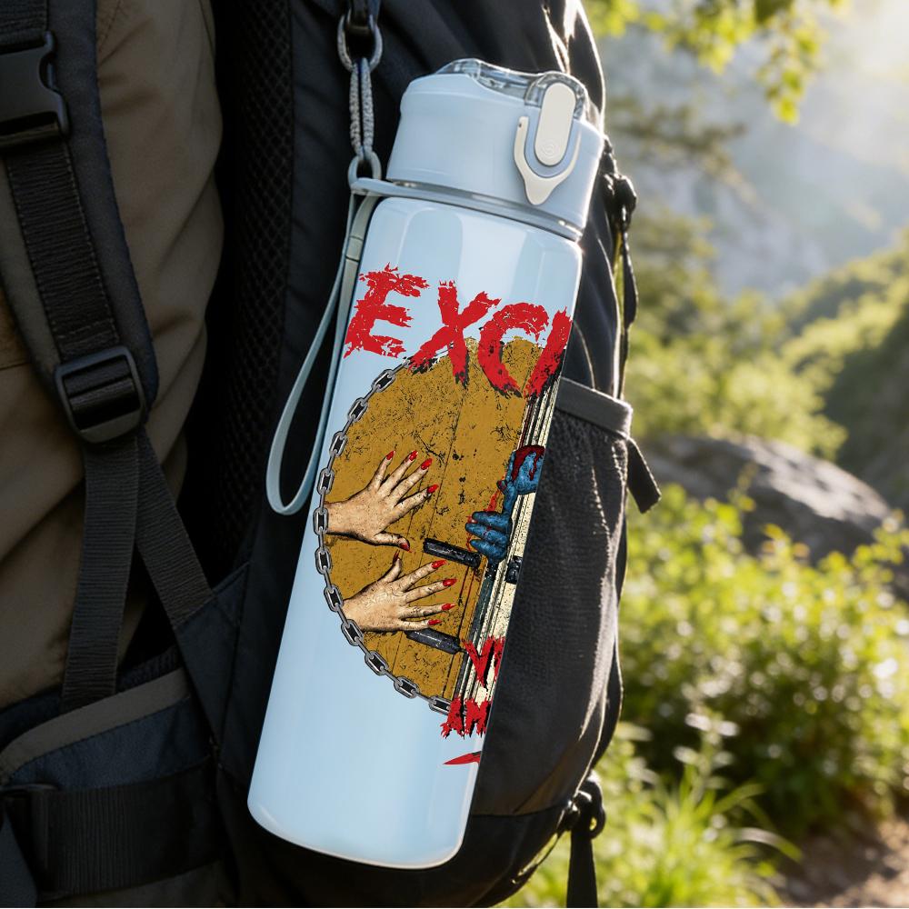 1PC Exciter Metal Band Retro Album Print 750ml Portable Sports Water Bottle Leakproof Travel Gym Drink Cup