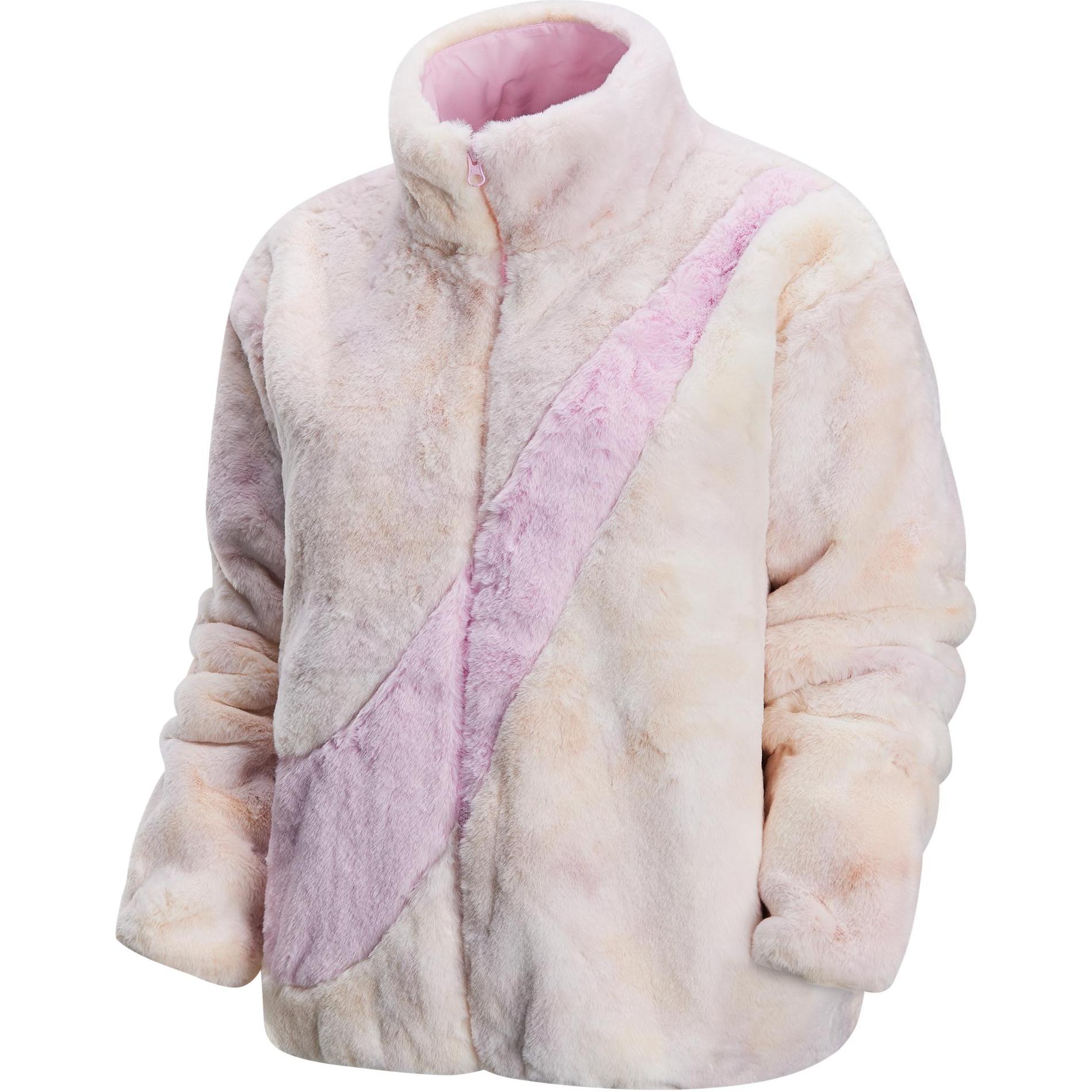 Nike Women s Big Swoosh Faux Fur Jacket Pink HQ4871-663 XL