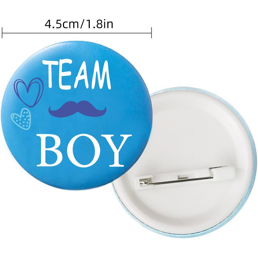 10Pcs Gender Reveal Theme Tinplate Badges Team Boy Girl Button Pins for Baby Shower Birthday Guests Party Favors Decoration