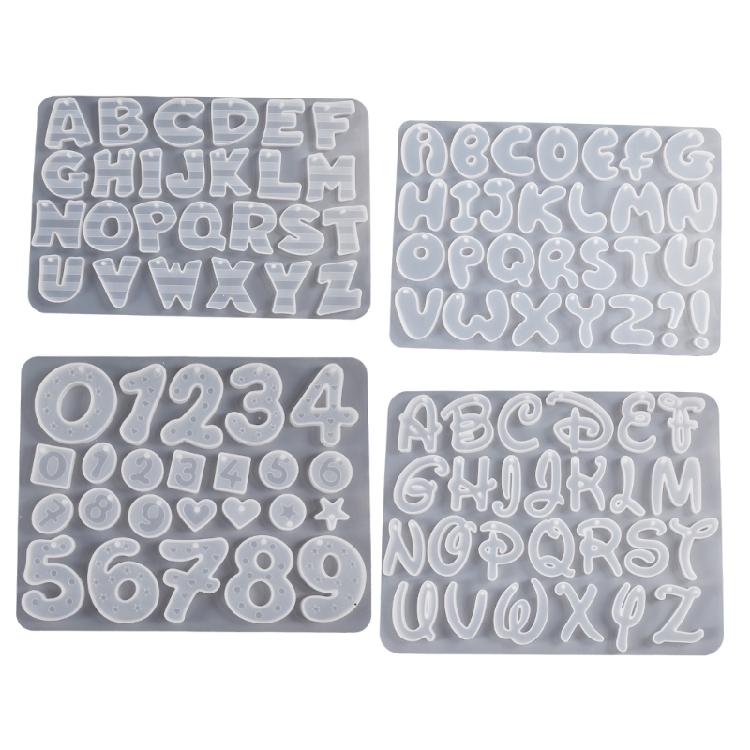 Silicone Keychain Mold with Hole Letter/Numbers Charm Key Pendant Crafting Mould Handmade Jewelry Making Supplies