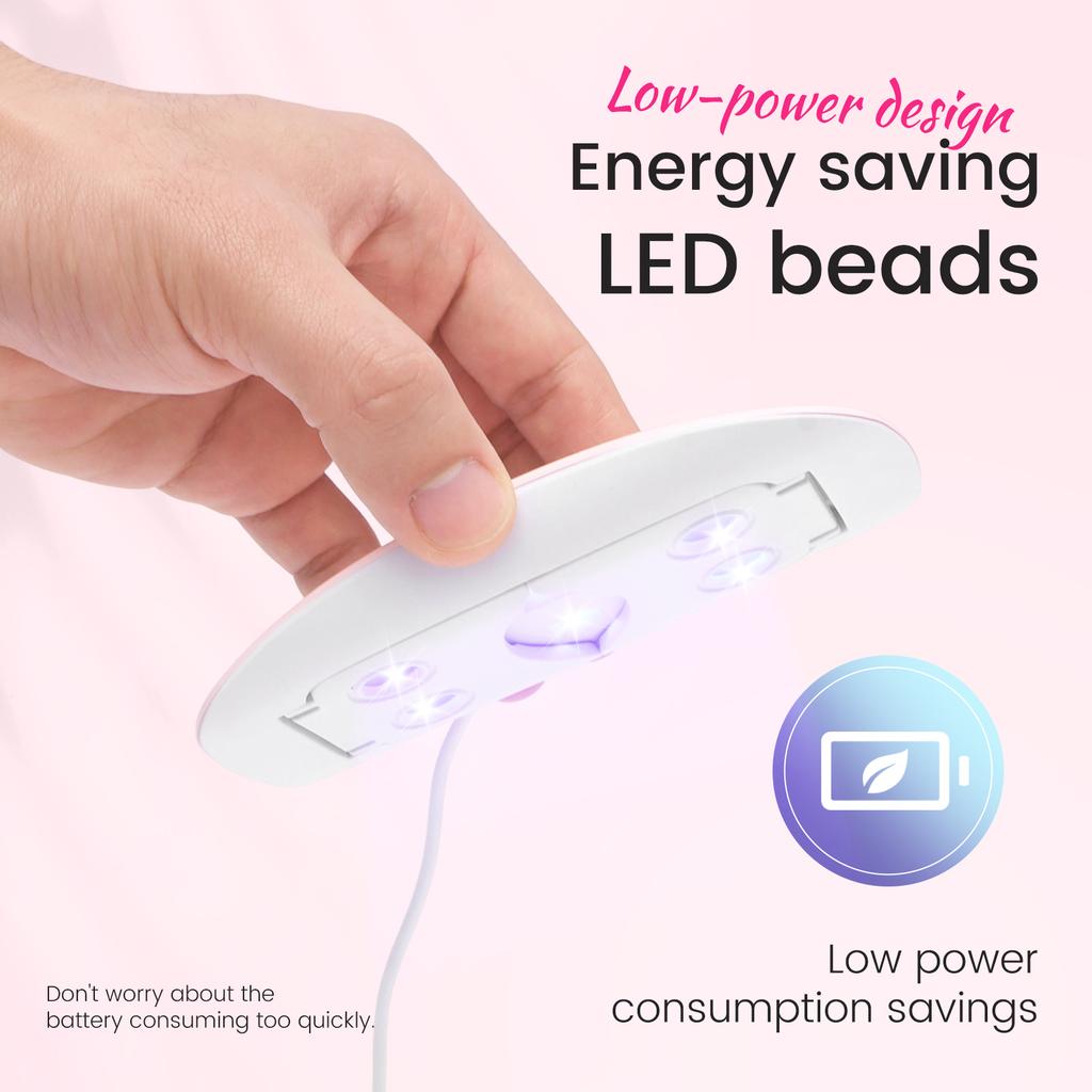 Mini LED Nail Dryer Lamp 6W UV Portable Nail Dryer Curing Lamp Light for Gel Based Polish Home Nail Nail Art Tools Accessories
