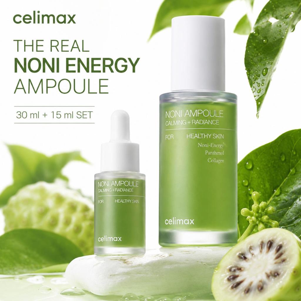 Noni Fruit Extract Energy Ampoule, Ceramide Barrier Repair & Hydrating Ampoule, 30ml + 15ml Set