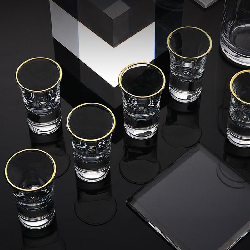 25ml Goldfolienfarbe Spirituosengläser Haushalt Kreatives Weinglas Vergoldeter Rand Tasse Weindispenser 6 Stück Schnapsglas Set Großhandel Tassen