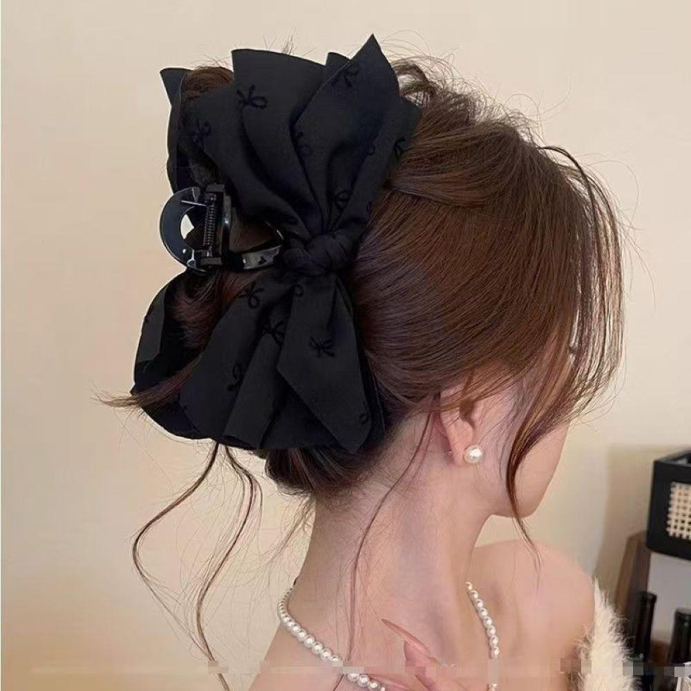 grey black bow hair accessories large Hair clip claw clip Hair accessary hair hooks hair bow cute things y2k accessories
