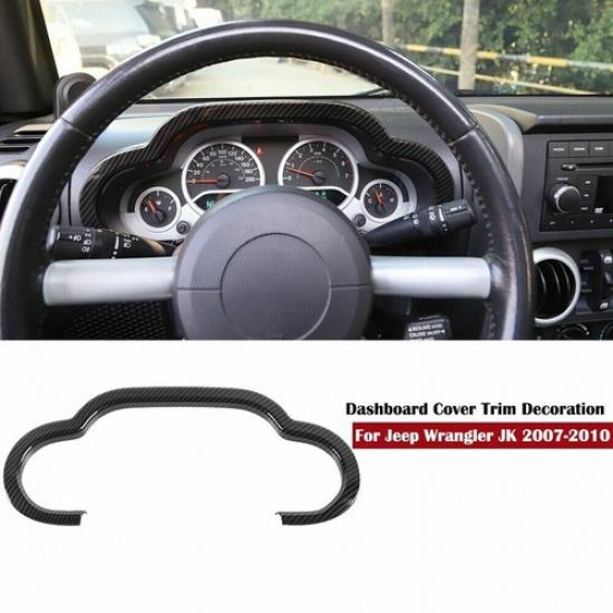 Carbon Fiber Dashboard trument Panel Ring Trim Cover For JK Jeep Wrangler