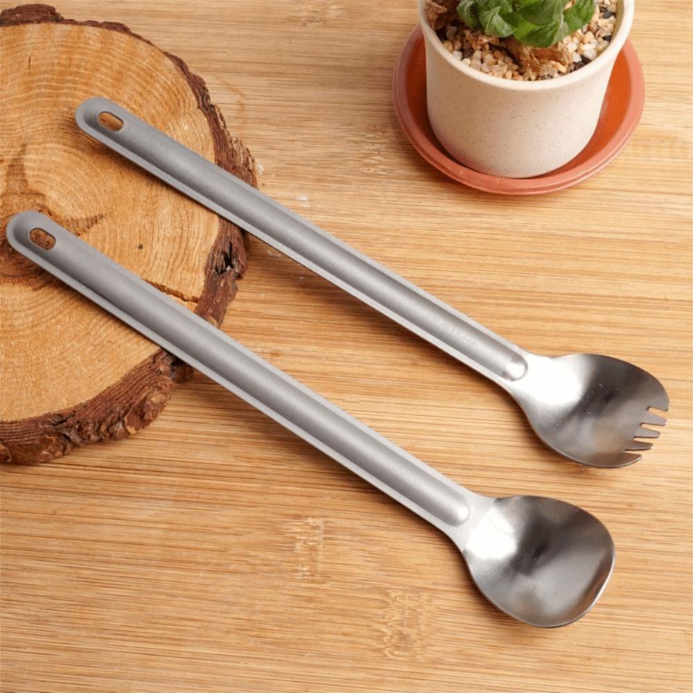 2 Piece Corrosion-resistant Titanium Cutlery Set Ultralight Outdoor Dinnerware Set  Salad