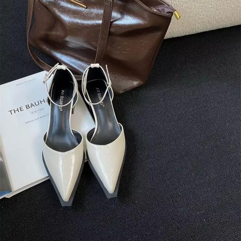 Fashion Summer 2025 New Women Black Fashion Sandals Woman Heels Pumps Sexy Pointed Toe Sandalias Female Low Heels Shoes
