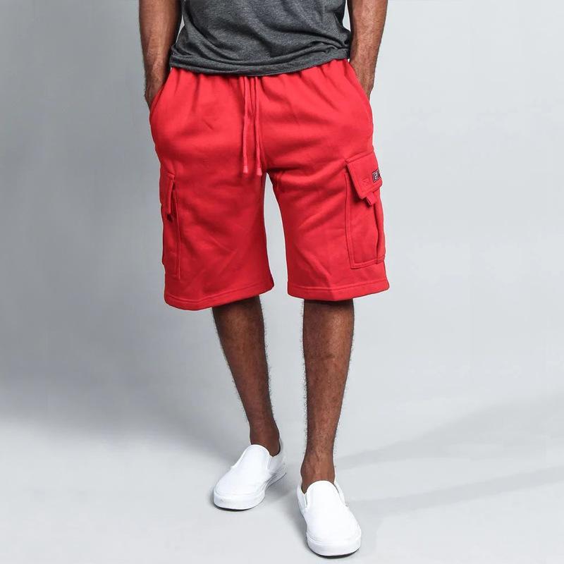 

Летние мужские брюки-капри, мужские повседневные свободные прямые комбинезоны с несколькими карманами, короткие брюки S красный