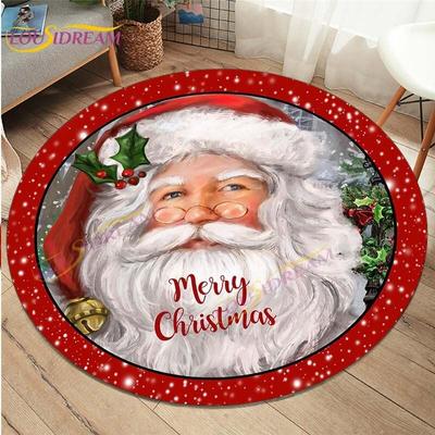 Wesołych świąt okrągły dywanik Sowman Mat dekoracje świąteczne prezent na boże narodzenie Xmas dywan dywaniki do salonu Home Decor czerwony okrągły dywanik