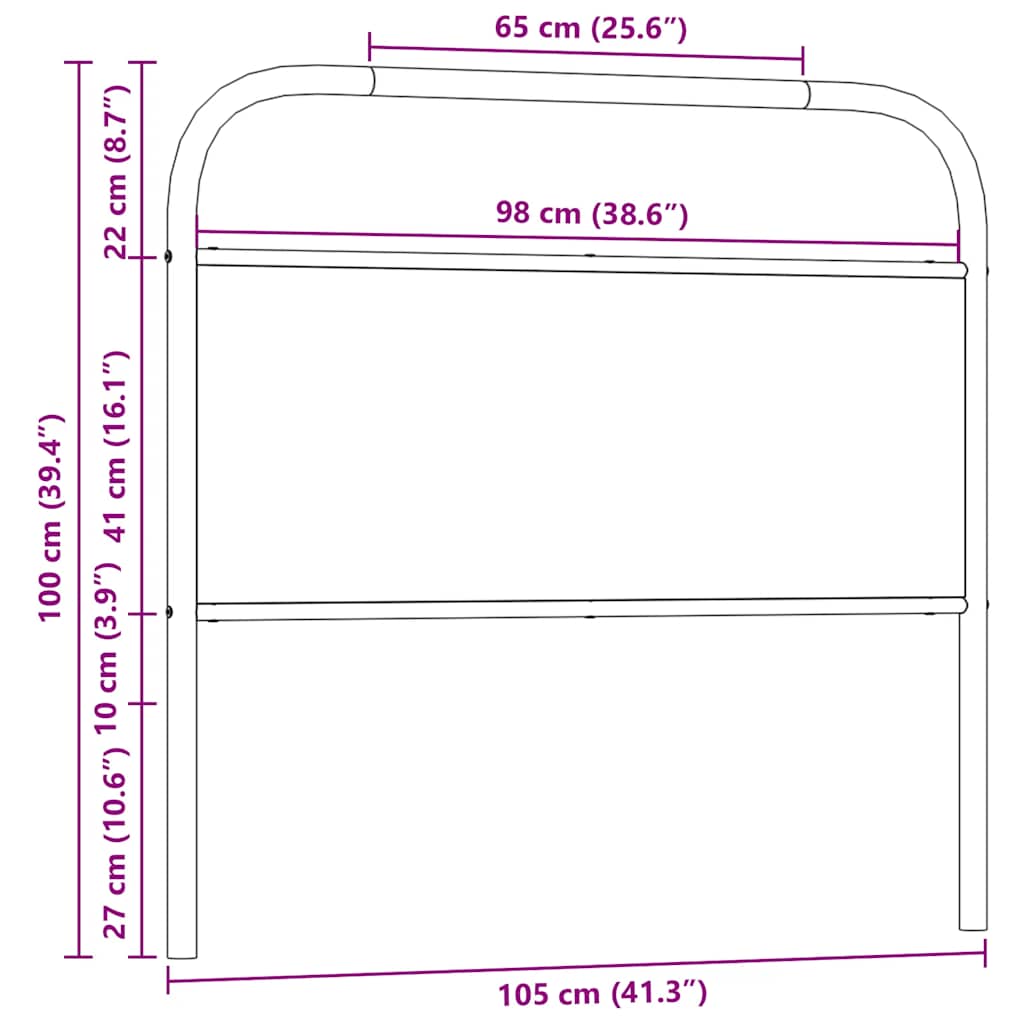 Replacement Headboard in Sonoma Oak 100 cm Steel and Wood Based Material
