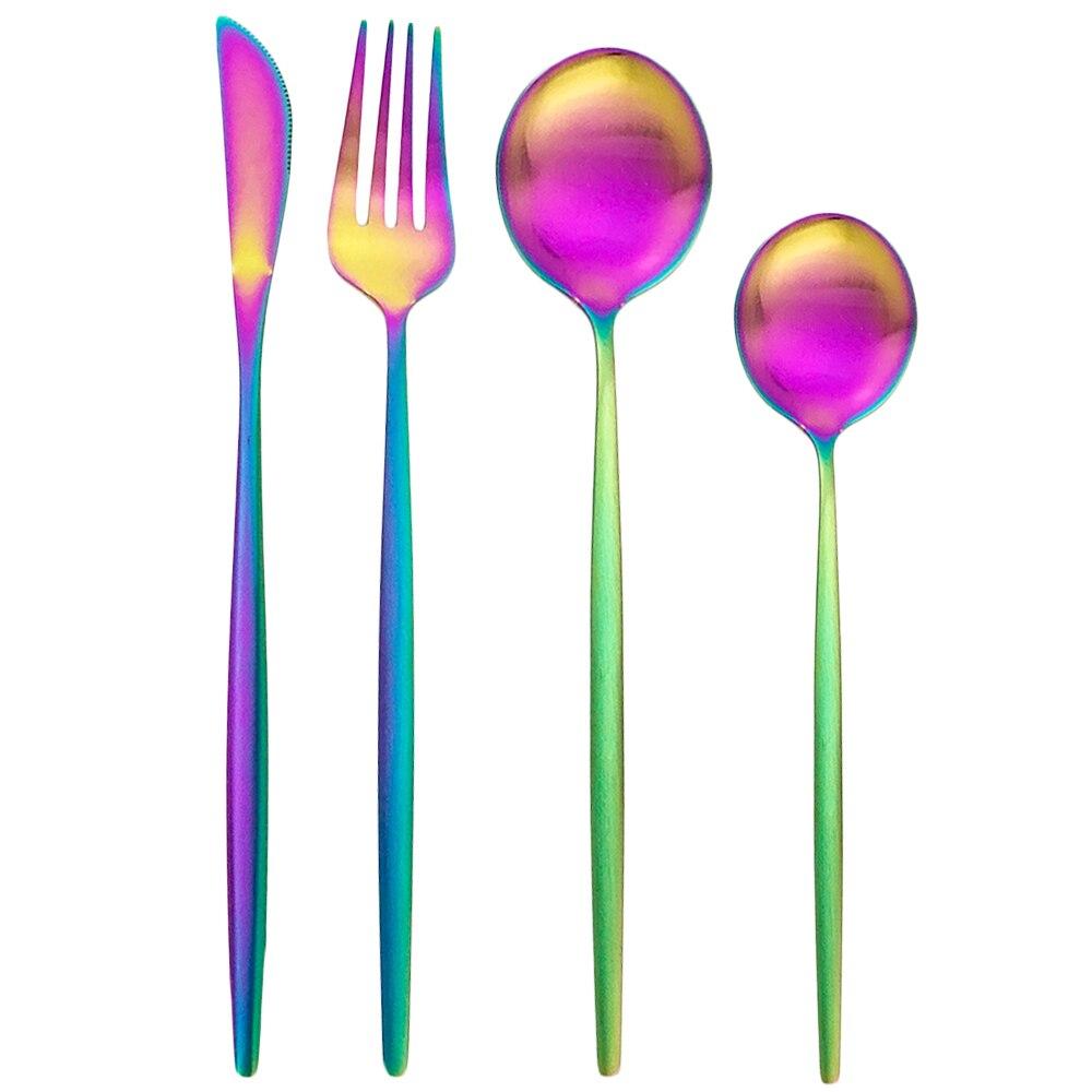 Золотий матовий посуд Столовий посуд Набір столових приборів Столовий набір з нержавіючої сталі Ніж Виделка Ложка Набір столового посуду Кухонні аксесуари