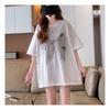Navava Loose FiT Ribbon PrinT ShorT Sleeve Round Neck T shirT nT1839