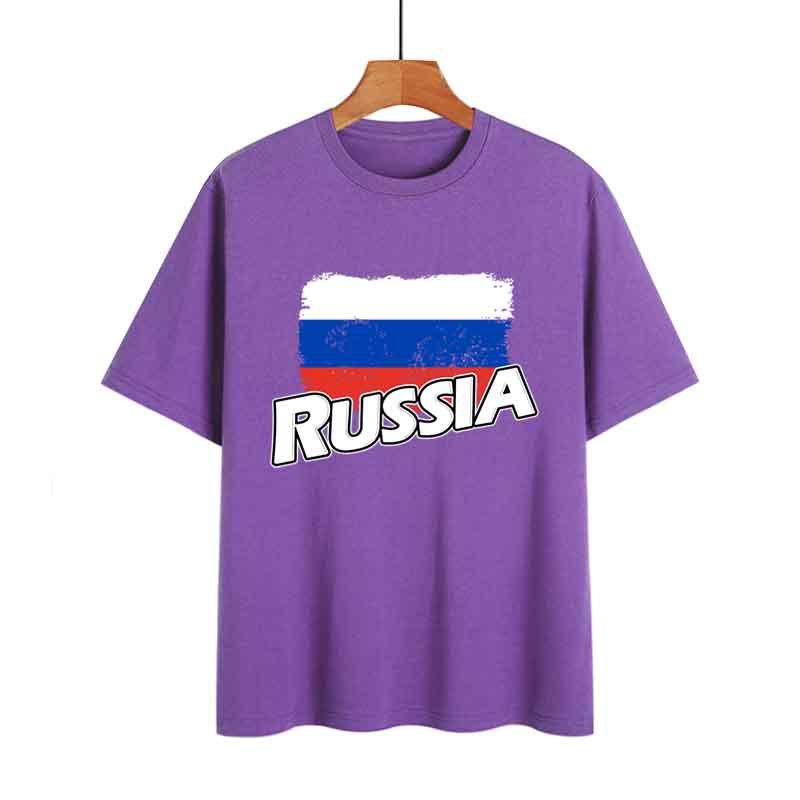 

Женская летняя хлопковая футболка с принтом российского флага, свободная женская удобная повседневная футболка XXXL фиолетовый