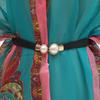 With Skirt Belt Elastic Elastic Thin Waist Seal for Women Korean Style Pearl Dress Waist Elastic Buckle College Style