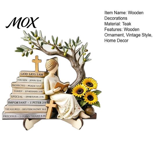 Statua di Bambina in Legno per Libreria Statuetta da Lettura, Statua Stabile Stile Pastorale Decorazione Squisita da Scrivania Decorazione, Ornamento Artistico Curativo,